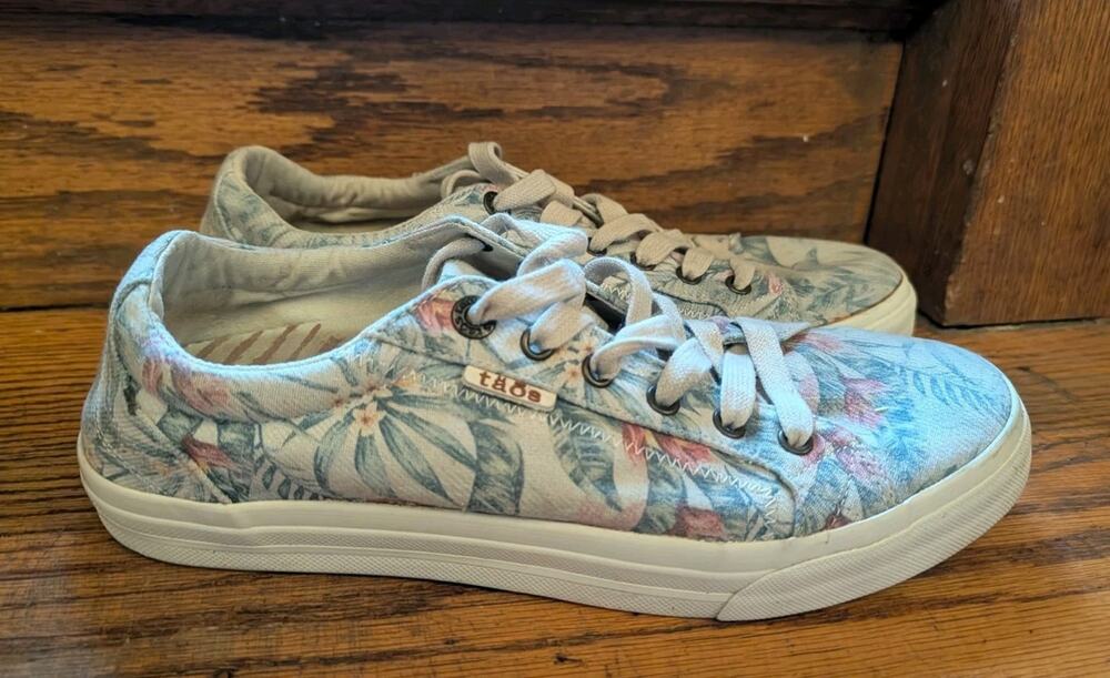 Taos Plim Soul Sneakers Womens 11 Tropical Floral Canvas Lace Up Comfort Shoes